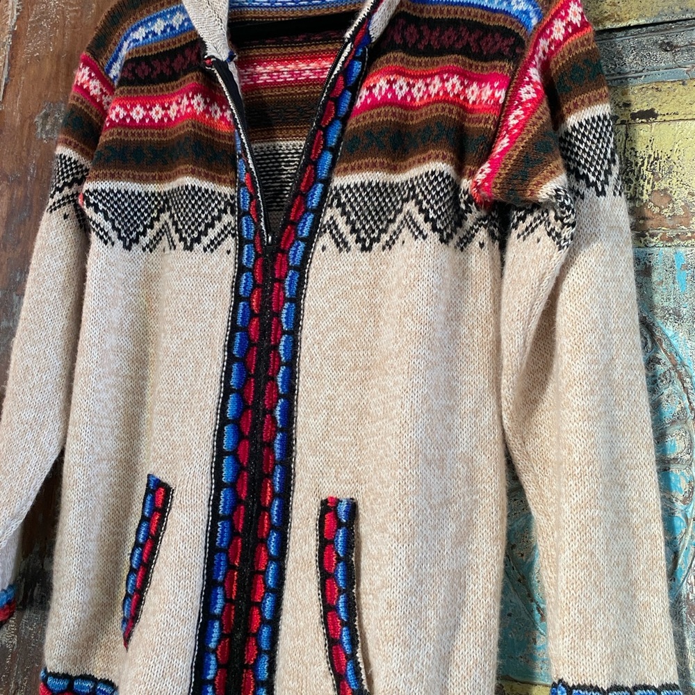 Hooded Acrylic Knit Zipfront Sweater - Picture 5 of 11